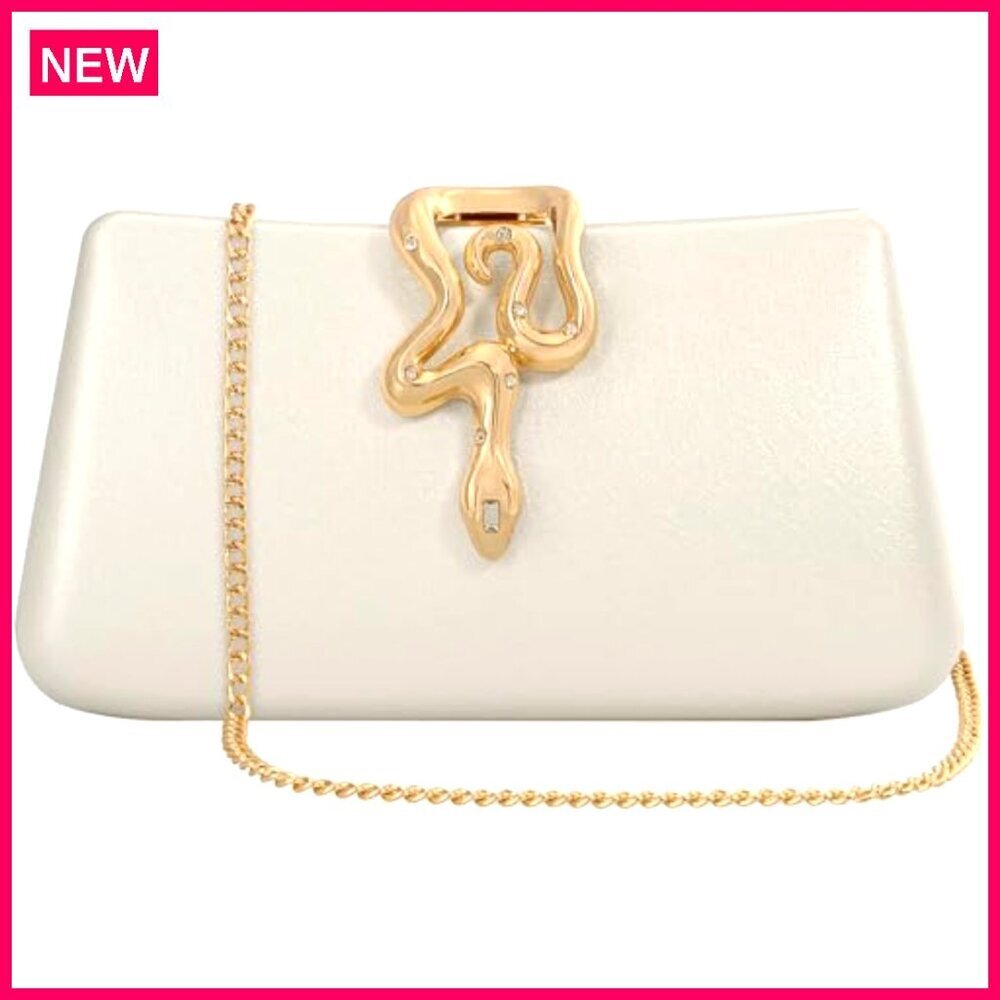 Formal Evening Clutch with Detachable Strap, Snake Clasp, Synthetic Leather - Picture 2 of 8